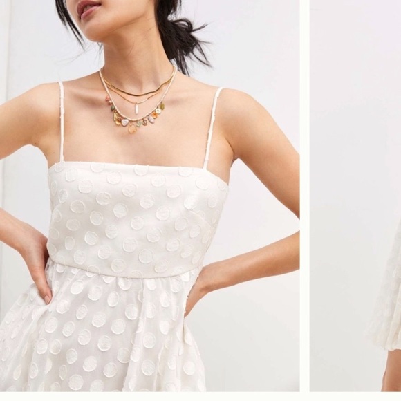 ANTHROPOLOGIE NWT Sachin&Babi Textured Polka Dot Mini Dress Bubble hem size 8. - Picture 3 of 8